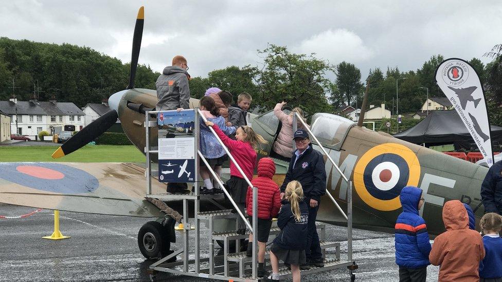 A replica spitfire in the school playground