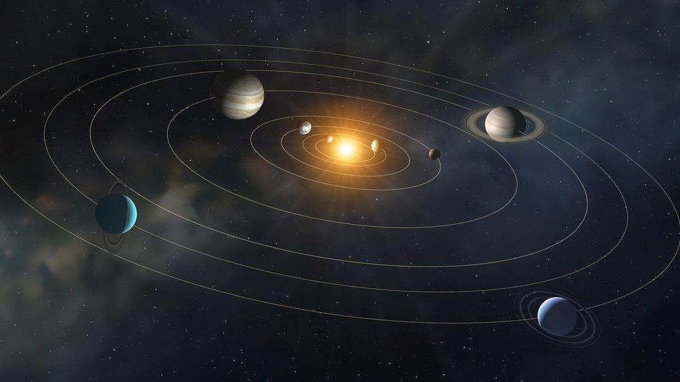 graphic of the solar system and its planets