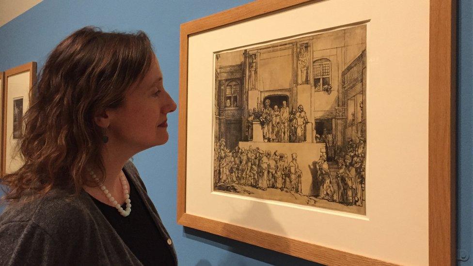 Dr Francesca Vanke at the Norwich Castle Museum's Rembrandt exhibition