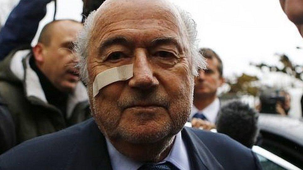 Blatter sports a plaster over his cheek, the result of a non-serious medical procedure