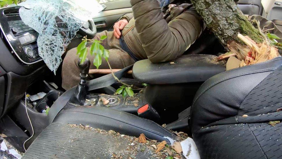 The couple trapped in the car