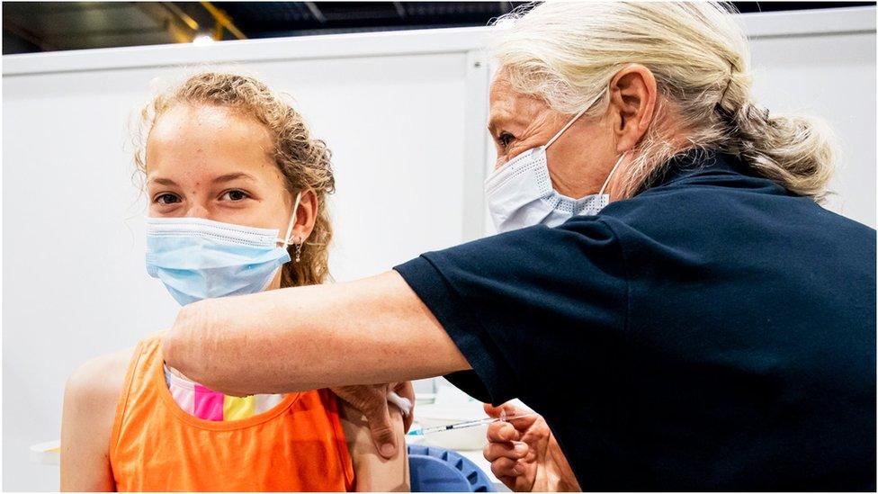 Child being vaccinated in the Netherlands