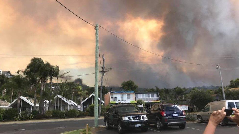 Bushfire in the town of Tathra