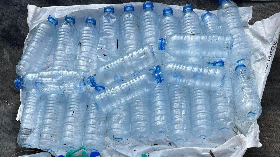 Collected water bottles