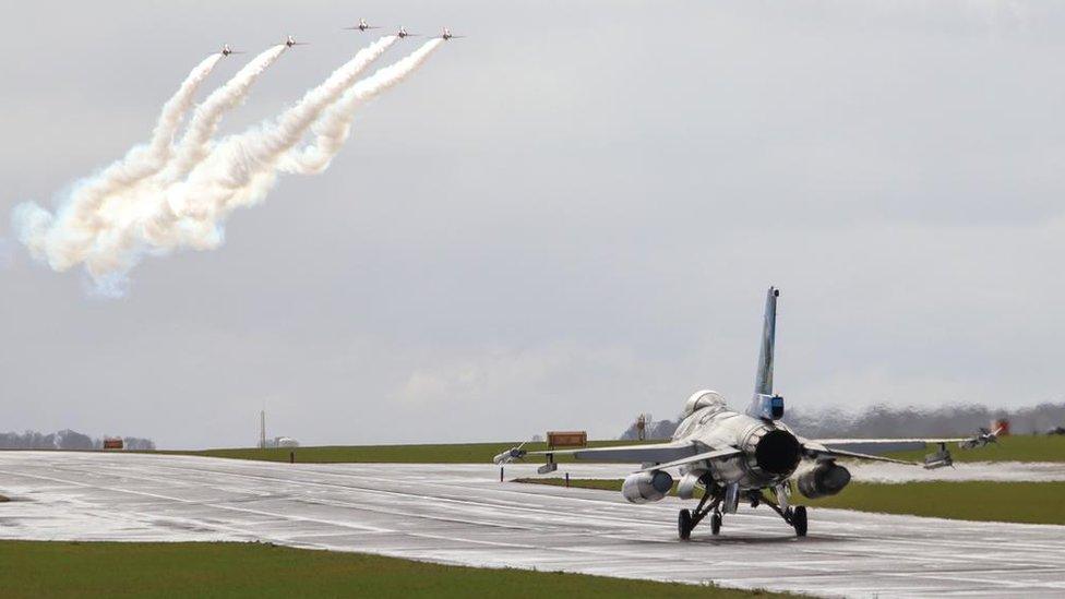 A plane waits to take off at Waddington