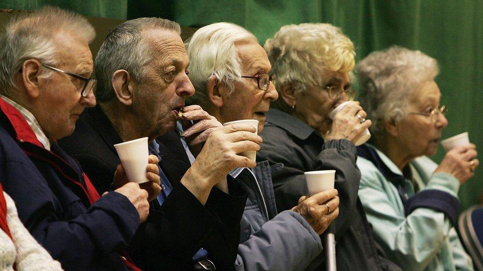 Pensioners at a tea dance