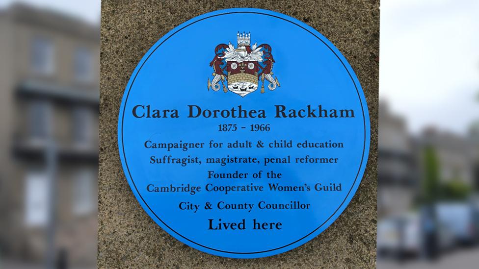 Blue plaque and Park Terrace, Cambridge