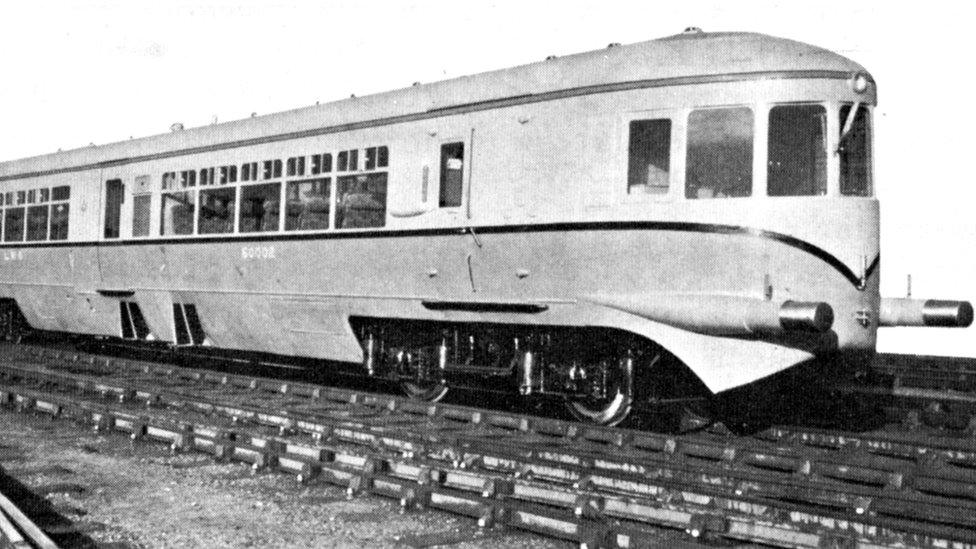 An oil burning, streamlined, Art-Deco train on the line in 1938