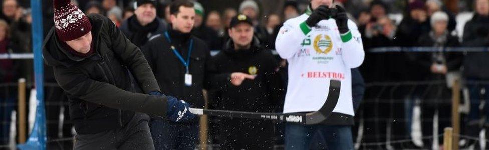 The Duke of Cambridge playing bandy hockey