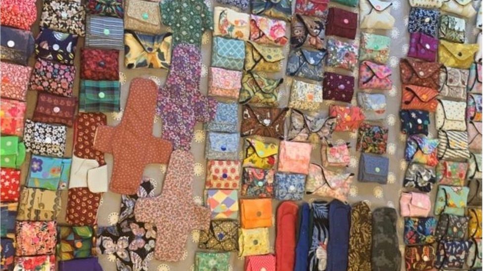 Pictured are multiple reusable sanitary pads made by the volunteers of Pachamama.