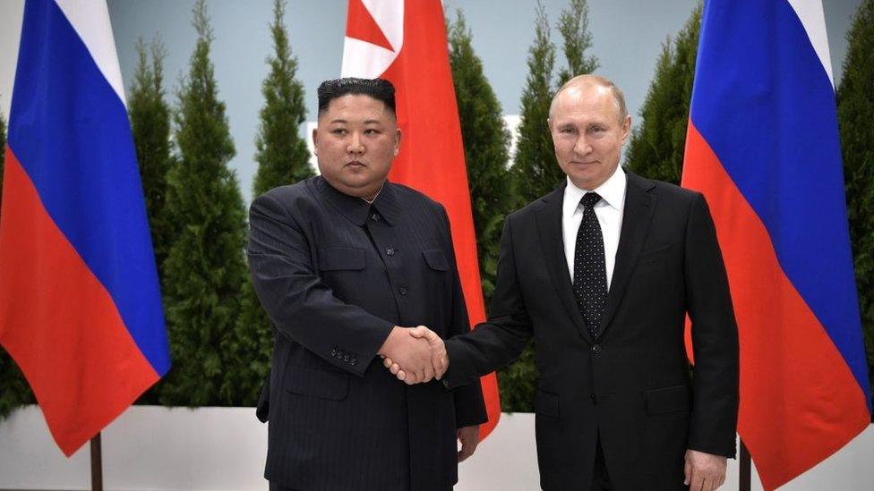 Mr Putin and Mr Kim meeting in 2019