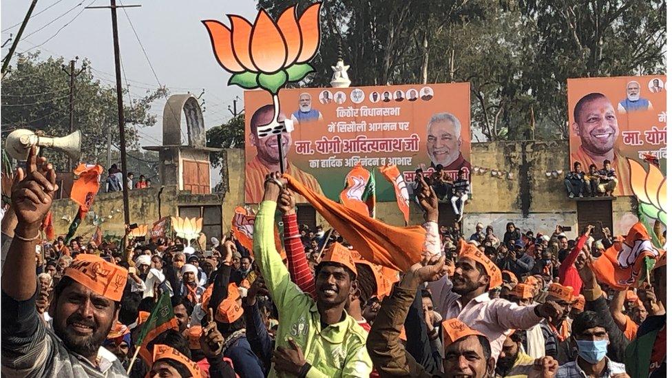 At Yogi Adityanath's rally in Meerut's Sisoli village on 1st February 2022