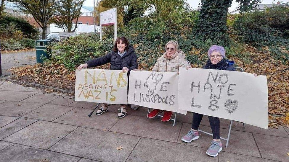 Three women stage a protest at Liverpool Women's Hospital