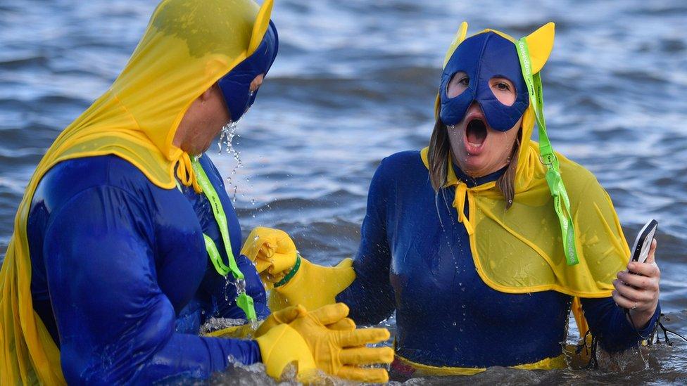 Bananaman and Bananawoman in the Forth on Sunday