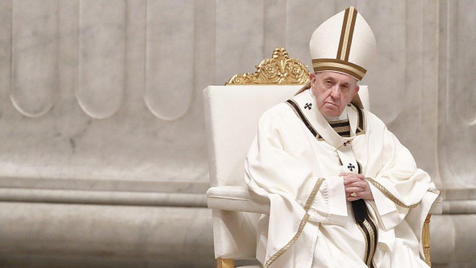 Pope Francis leads the Easter Vigil in the Holy Night of Easter in St. Peter's Basilica