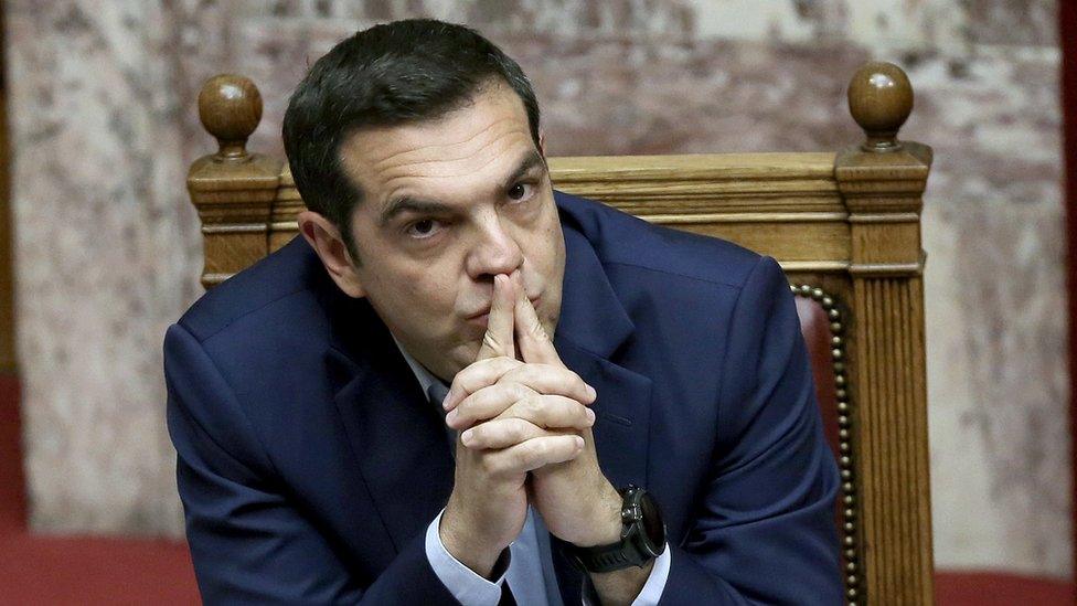 Prime Minister Alexis Tsipras attends a parliamentary session in Athens, Greece, 16 June 2018.