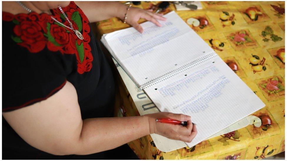 Ms Robles writing out her tanda rota