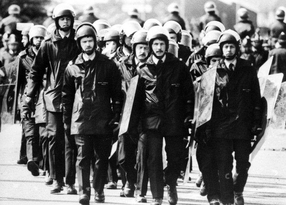 Police officers at Orgreave coking plant