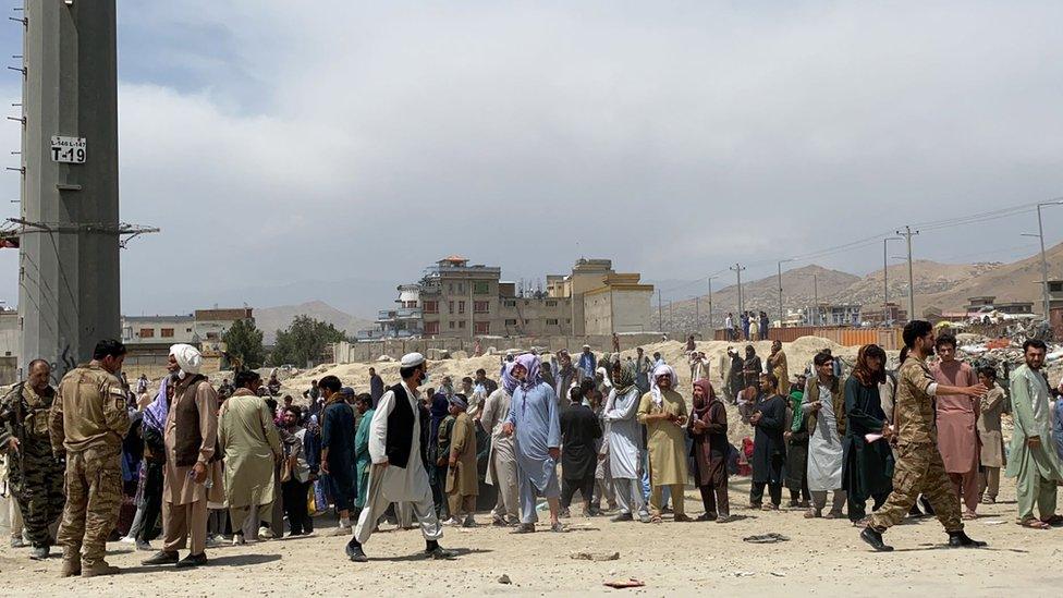 Afghans at Kabul airport