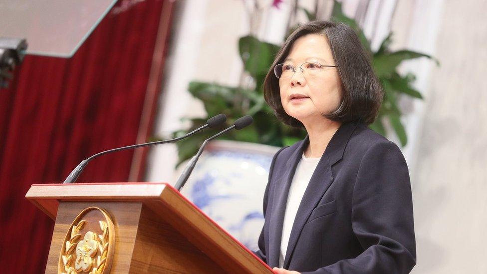 A handout photo taken and released from the Taiwan Presidential Office on 31 December 2016 shows Taiwan's President Tsai Ing-wen speaking during a press conference in Taipei.