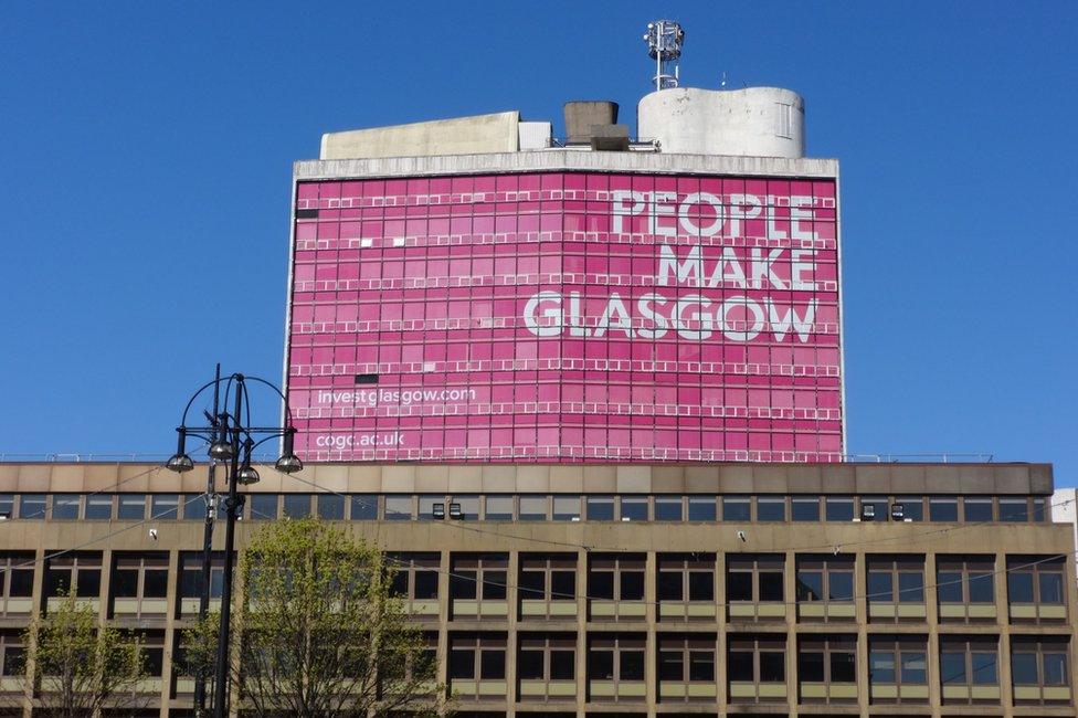 The tower can be seen from the city's George Square