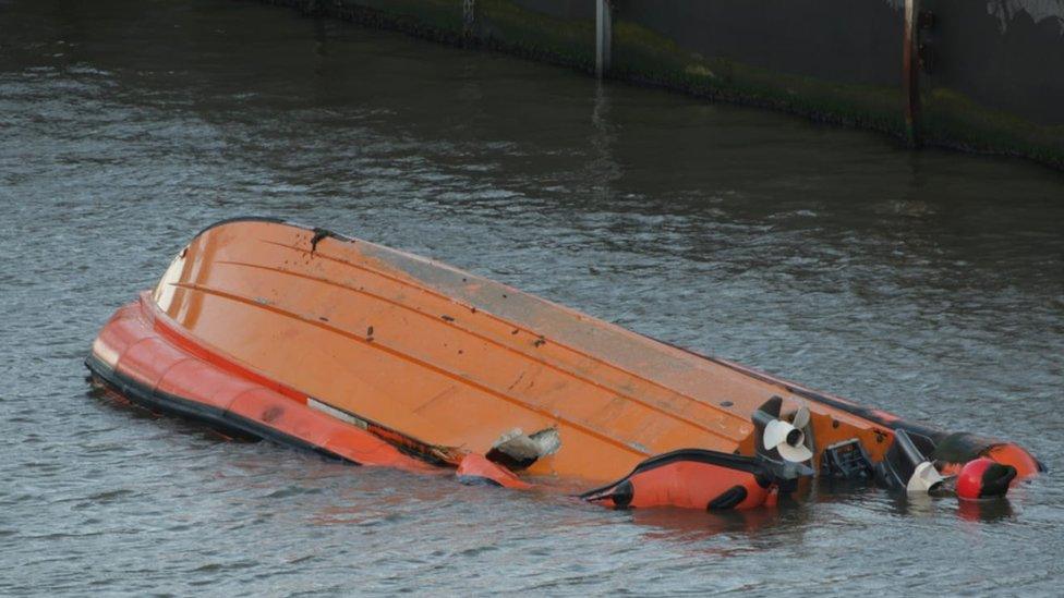 Boat capsized at Georges Parade, Canada Boulevard, Liverpool