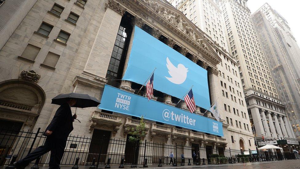 Twitter logo on Wall Street