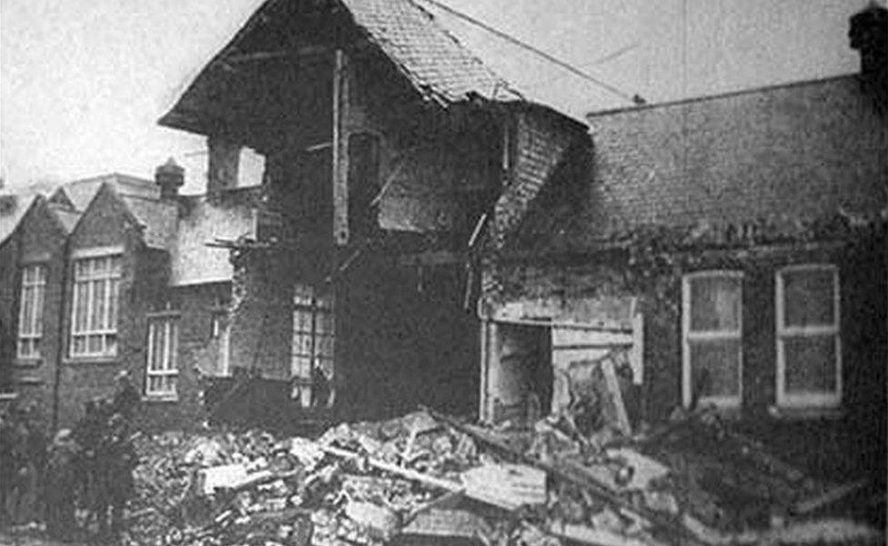 Alfred Street School with bomb damage from 1940