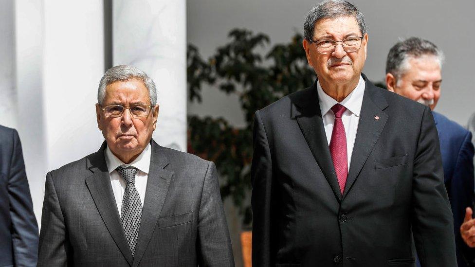 Mr Bensalah (l) during his recent visit to Tunisia for the Arab Summit