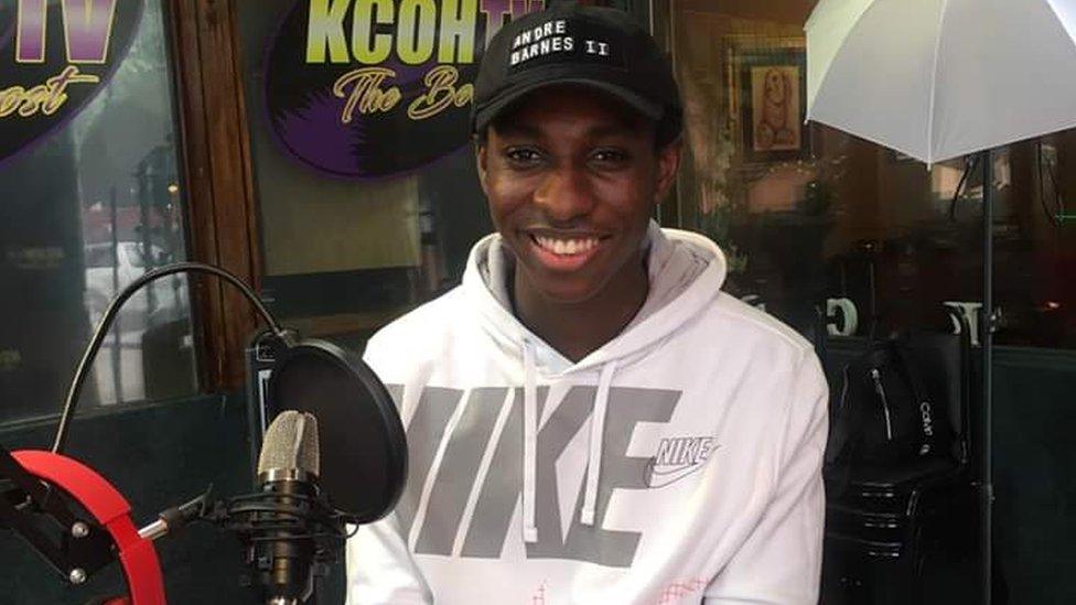 Dre Barnes in the KCOH studio