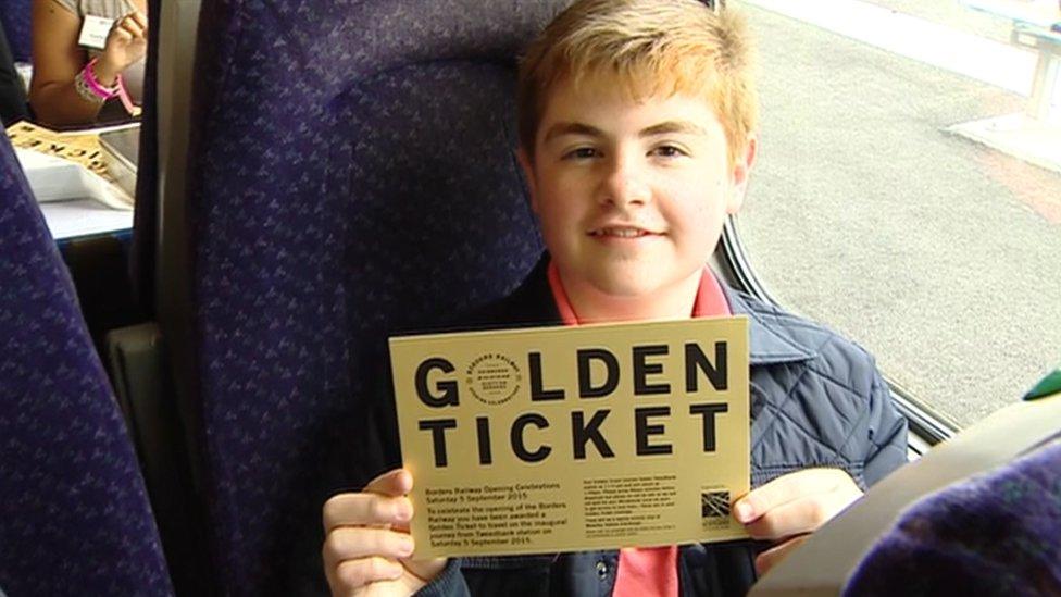 Golden ticket passenger on Borders Railway