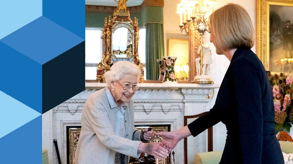 Liz Truss greets the Queen