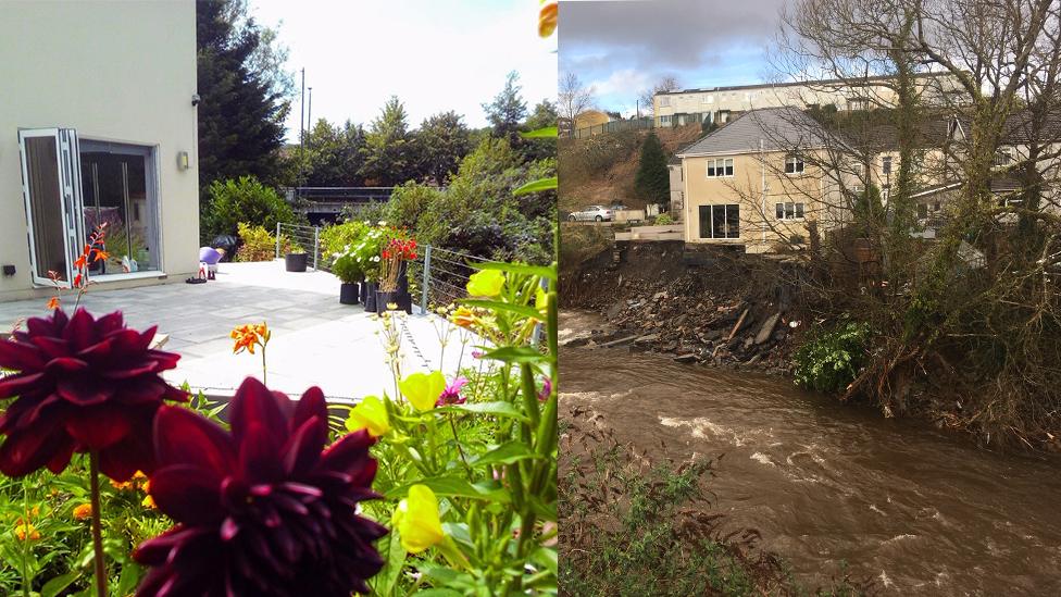 Fred and Marion Trickett's garden before and after the storm