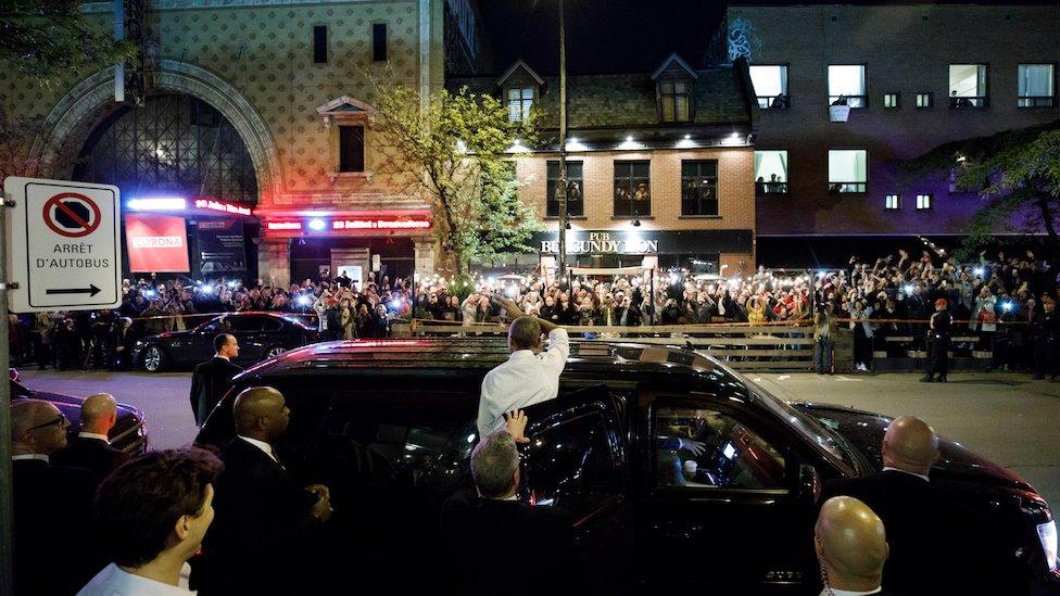 Obama outside Liverpool house