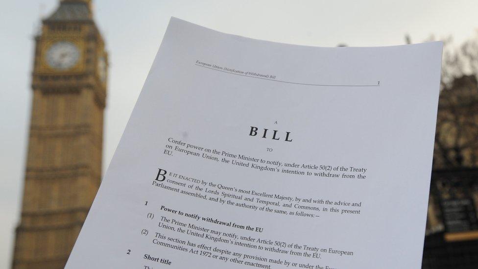 Second page of three pages of the Article 50 bill, which started the Brexit process.