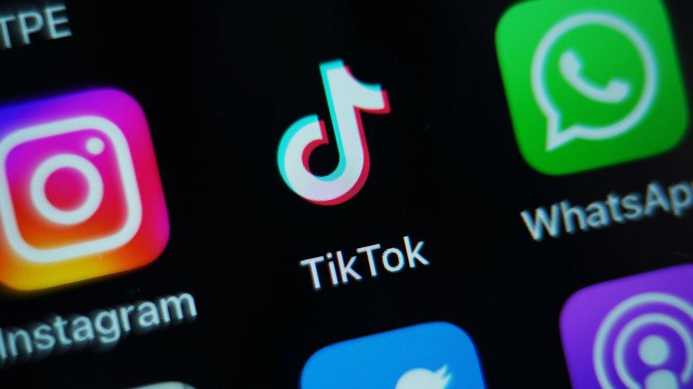 TikTok icon on screen next to other app icons