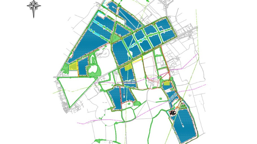 Drawings of the plans for a new solar farm on Bradford Road, Rode