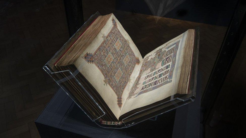 The Lindisfarne Gospels on display at Newcastle's Laing Art Gallery