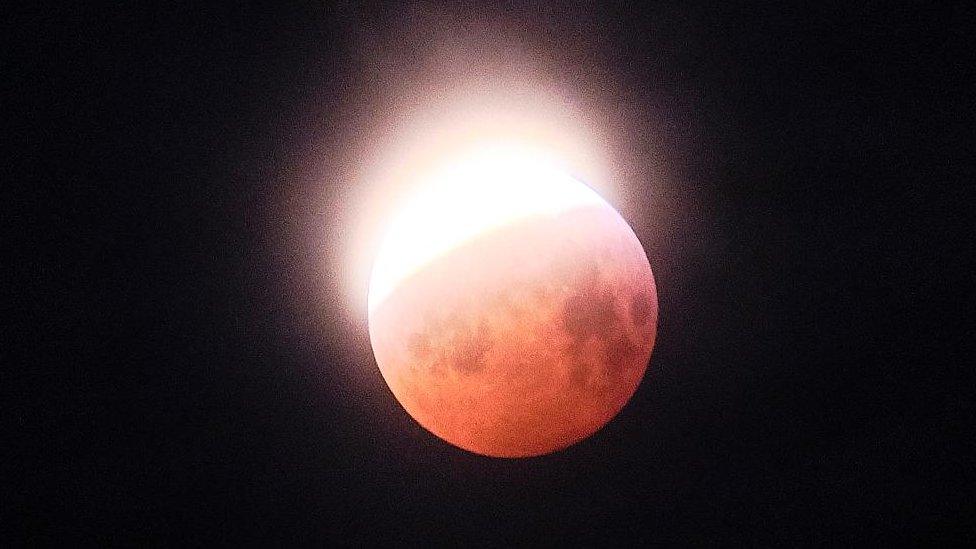 Weather watcher CallanishDD was up early to see the blood moon in Breasclete in Lewis.