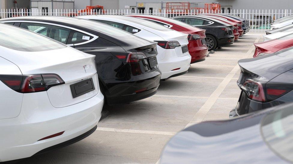 Tesla Model 3 cars in Shanghai