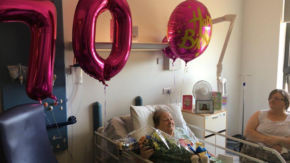 Nyerie Jennifer Owen celebrating her birthday in hospital