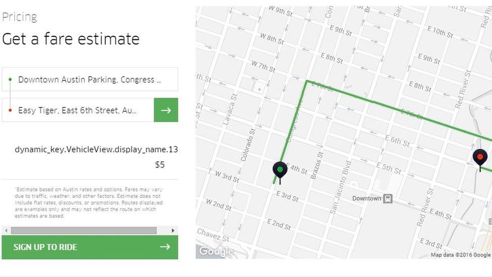 Uber fare estimate