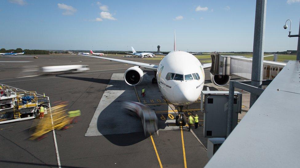 Library image of an Emirates plane at Newcastle International Airport