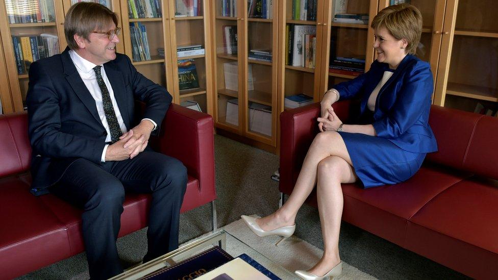 Guy Verhofstadt with Scottish First Minister Nicola Sturgeon in Brussels, 29 Jun 2016