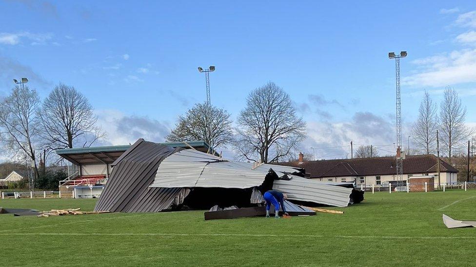 The clubhouse roof on the pitch at Chester-le-Street FC