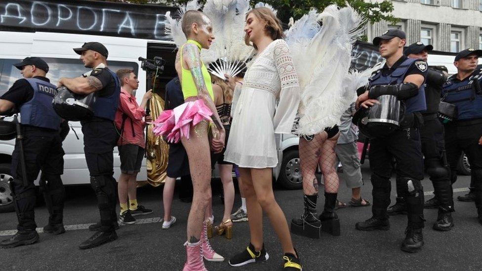 A couple at Kiev Pride