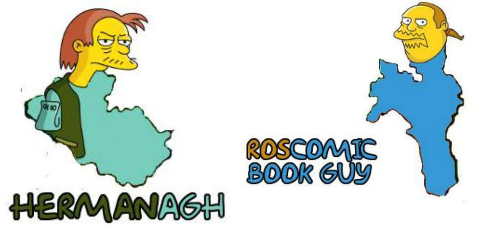 Simpsons characters as Irish counties