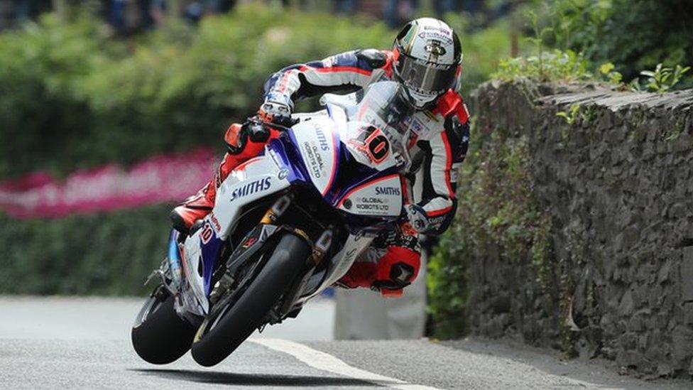 Peter Hickman on his way to a record-breaking victory in Friday's Senior TT race