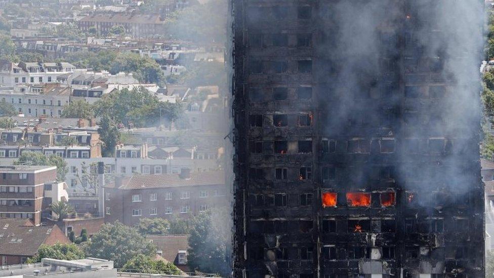 Grenfell Tower on fire