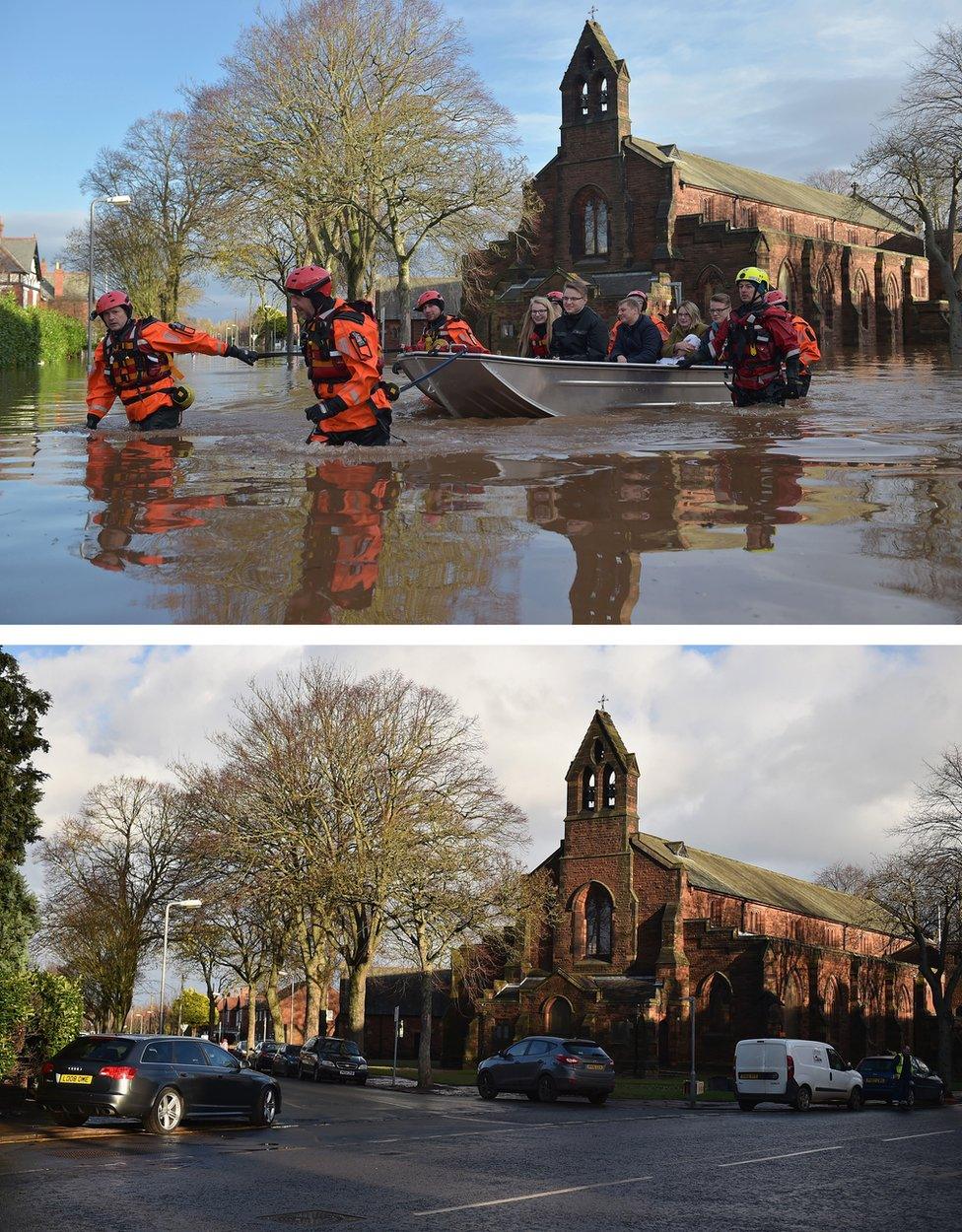 Composite comparison Between Warwick road photographed on December 6, 2015 (top) and on December 8, 2015